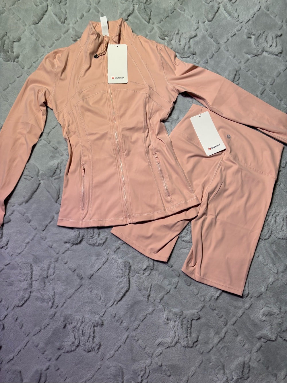 lululemon athletica Dusty Pink Jacket and Biker Shorts Set - Picture 1 of 1